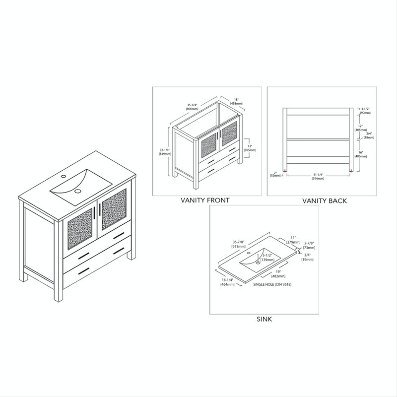 Blossom 36" Single Bathroom Vanity with Sink Wayfair
